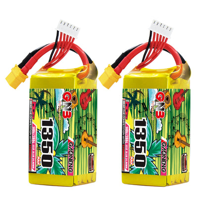 GAONENG GNB13505S140A 5S 1350mAh LiPo batteries with XT60 plug and balance lead, 2-pack