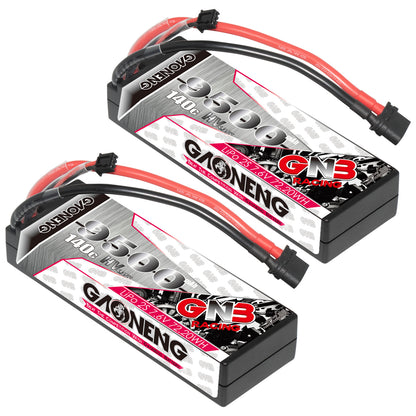 GAONENG GNB 9500mAh 2S 7.6V LiHV hard case LiPo battery shown with two units