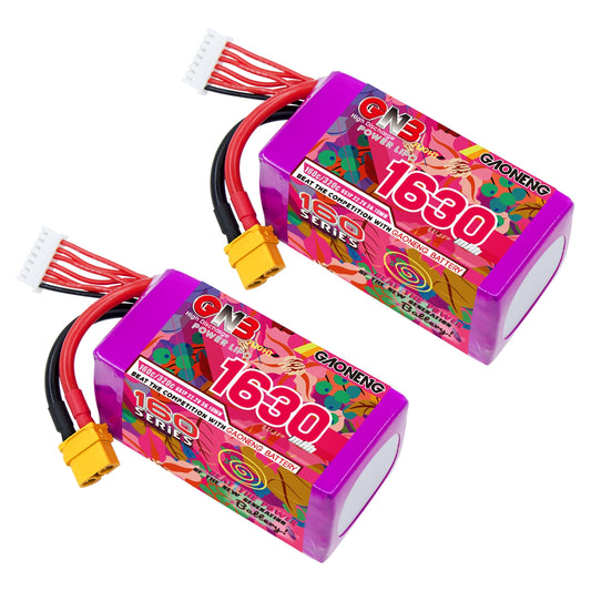 GAONENG GNB 1630mAh 6S 22.2V 160C LiPo battery with XT60 lead and balance connector