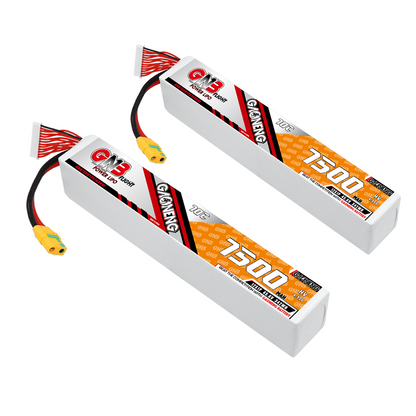 Two GAONENG GNB 12S HV 7500mAh 70C LiPo batteries with XT90S anti-spark connectors