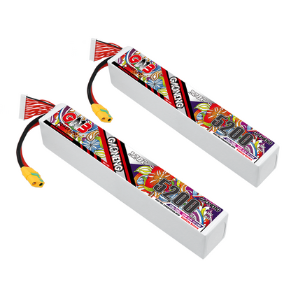 Two GNB 12S 5200mAh HV LiPo battery packs shown with XT90S connectors (pair view)