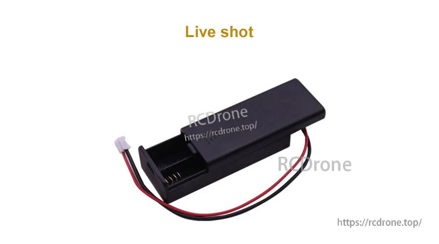 Angled product view of the two AAA battery storage case with attached XH2.0 connector lead