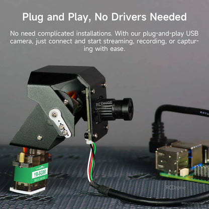 USB plug-and-play driver-free camera PTZ connected to single-board computer, side view