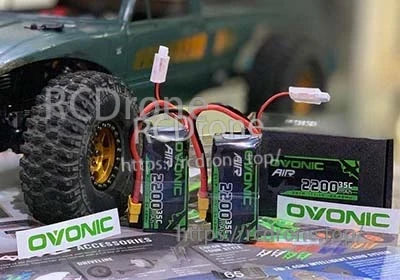2× OVONIC 2200mAh 3S 35C 11.1V LiPo batteries with XT60 plug and balance leads for RC models