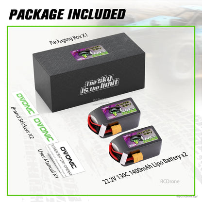 Package contents: two 6S 1400mAh LiPo batteries, storage box, brand stickers, user manual and safety leaflet