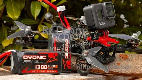 Side view of Ovonic Force FPV Series 6S 1300mAh LiPo battery with 130C rating printed on the label