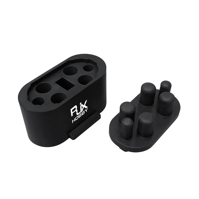 2 Sets RJX Rubber Protective Cover, Black RJX Hobby rubber protective cover set with matching insert featuring multiple round openings