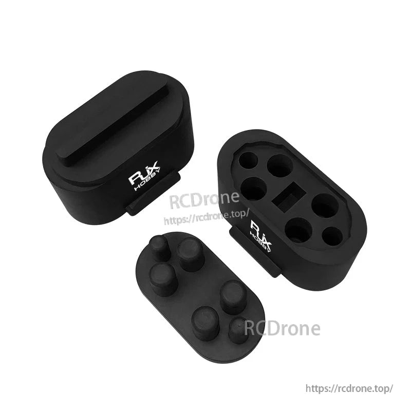 2 Sets RJX Rubber Protective Cover, RJX Hobby black rubber protective cover set with two molded caps and a removable insert with raised pads