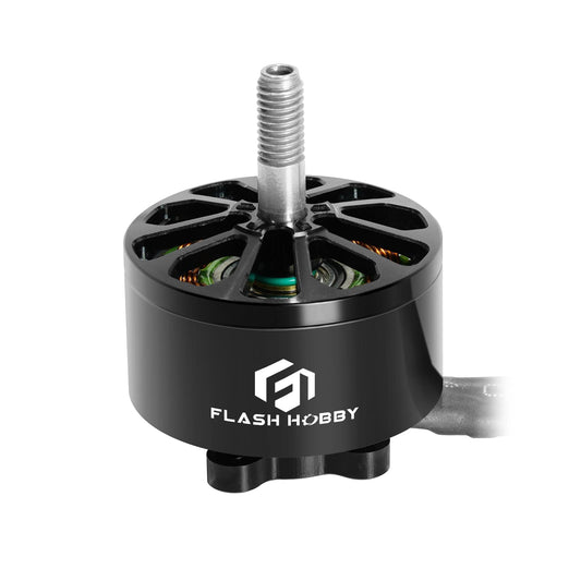 Flashhobby A2812 900KV Brushless Motor, Flashhobby A2812 900KV brushless outrunner motor with black housing, threaded shaft, and open top vents