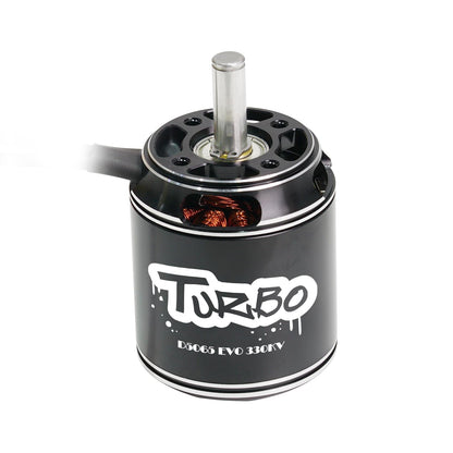 Flashhobby D5065 EVO 270KV Fixed Wing Motor, Turbo D5065 EVO 330KV brushless fixed-wing motor with long shaft, black can housing, and top mounting holes
