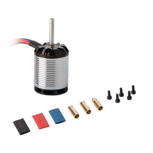 Flashhobby H550 1220KV Helicopter Motor, Flashhobby H550 1220KV helicopter brushless motor with long shaft, wires, screws, and bullet connectors