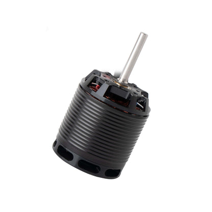 Flashhobby H700 530KV Helicopter Motor, Flashhobby H700 brushless helicopter motor with long steel shaft, ribbed black housing, and visible copper windings