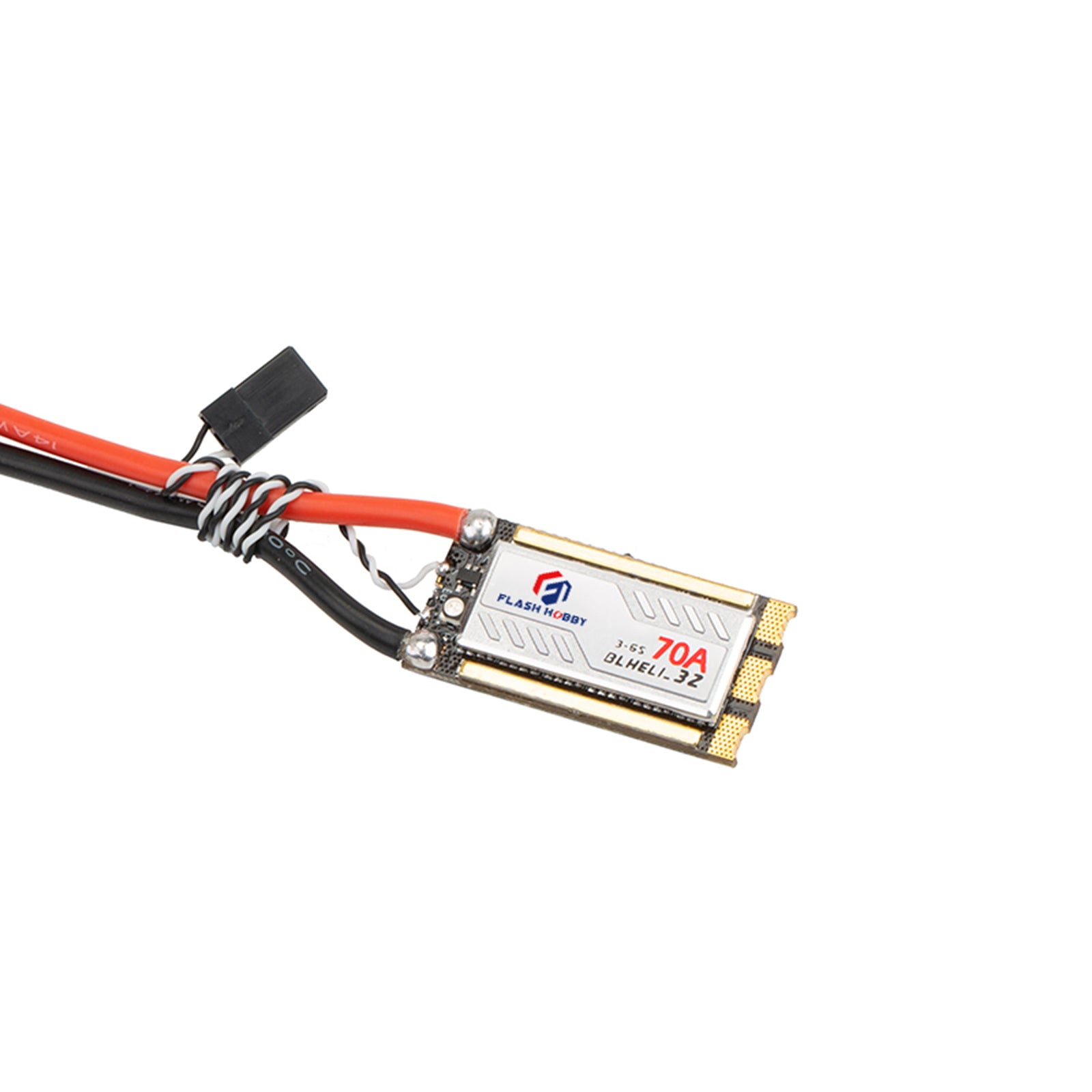 Flashhobby Arthur 70A 32Bit ESC, Flashhobby Arthur 70A BLHeli_32 ESC with 3–6S label, red/black battery leads and signal plug