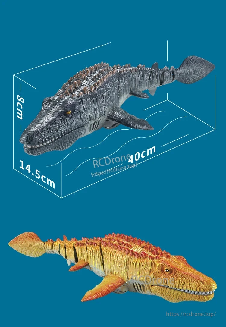 2.4G RC Boat, The RC boat is designed to model a Mosasaurus for pool and outdoor water play.