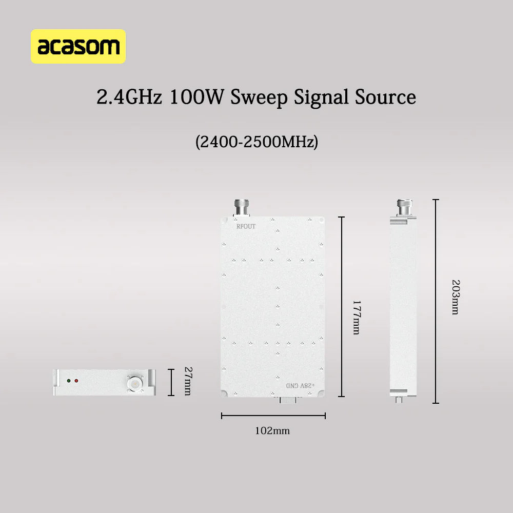 ACASOM 100W RF Amplifier, A casom amplifier outputs 2.4GHz sweep signal within 2400-2500MHz frequency range.