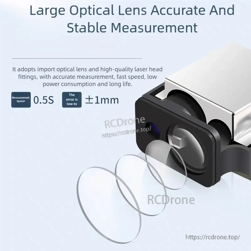 20 Hz High-Accuracy 80 m Laser Sensor, High-quality lens and laser head ensure precise, stable measurements with ±1mm accuracy, 0.5s speed, low power use, and extended lifespan.