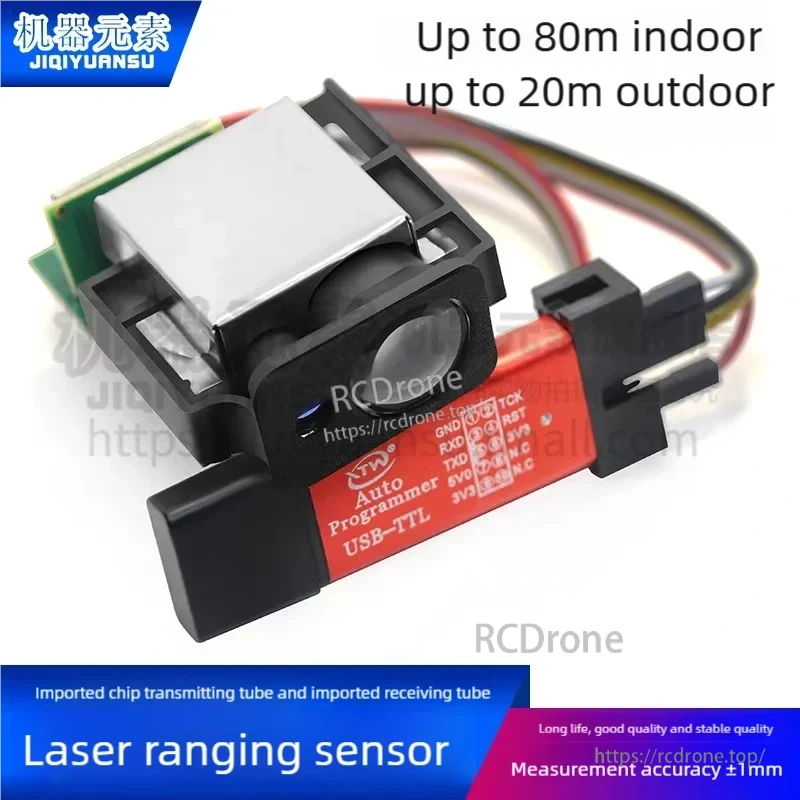 20 Hz High-Accuracy 80 m Laser Sensor, Laser sensor: 80m indoor, 20m outdoor range, ±1mm accuracy, USB-TTL interface, auto programmer, stable performance with imported chips.