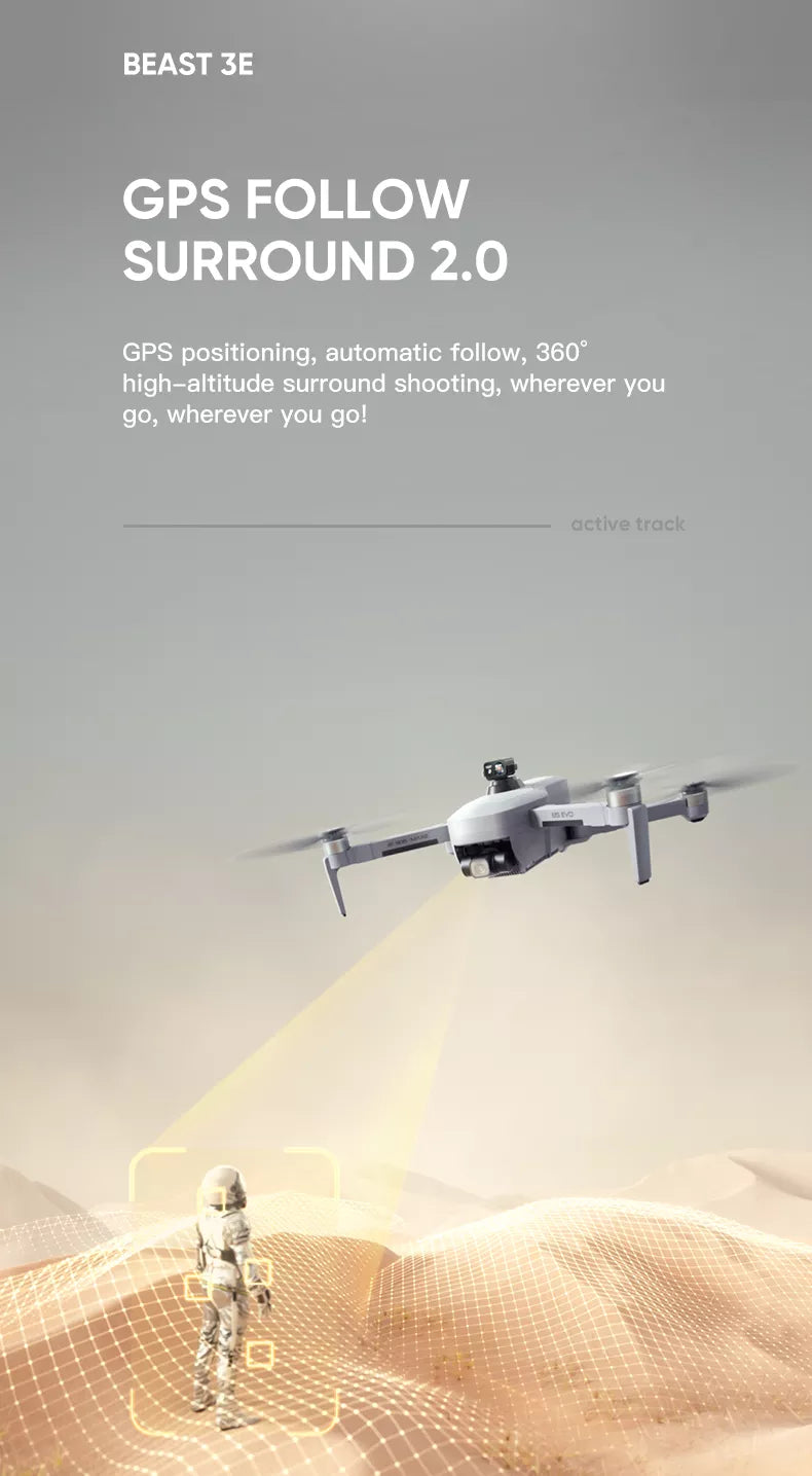 ZZLRC Beast 3E SG906 MAX 2 Drone, BEAST 3E GPS FOLLOW SURROUND 2.0 GPS positioning; automatic follow;