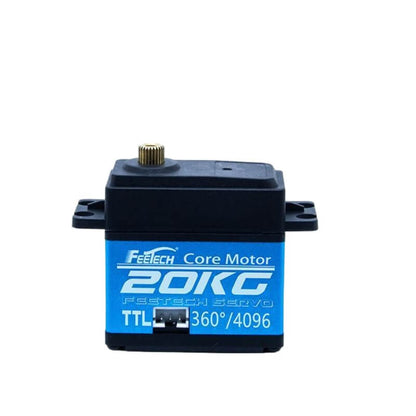 FEETECH STS2000 Servo, FEETECH Core Motor: 20KG torque, 360°/4096 resolution, 7.4V, 22.5kg.cm, serial control, 12-bit magnetic encoder, operates at 5.5–9V.