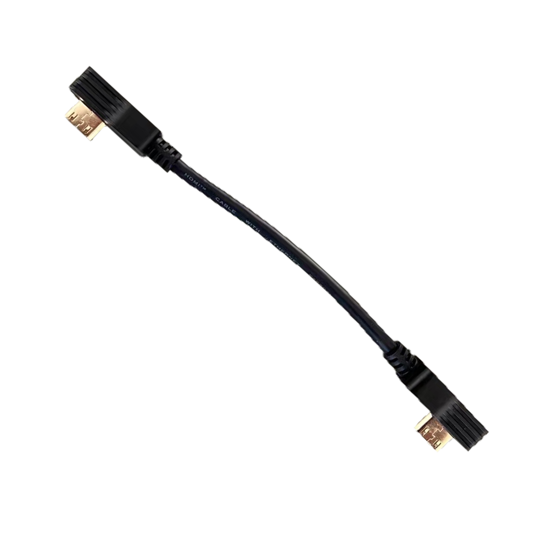 HDZero Mini HDMI Cable with dual right-angle mini HDMI male connectors, black braided lead