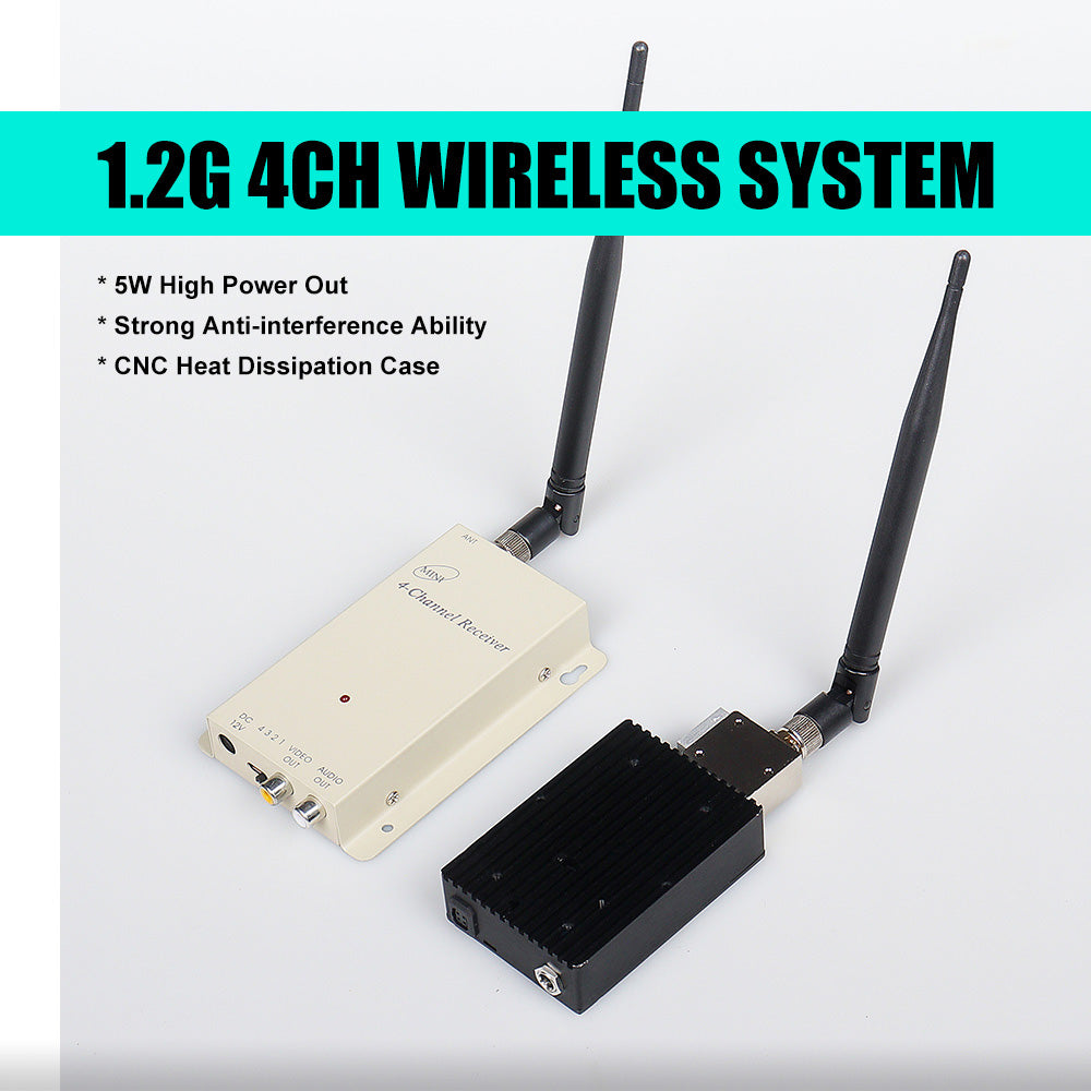 1.2G 5W(Enhanced) 4CH Wireless Analog FPV System 2 1.2G 4CH WIRELESS SYSTEM SW High Power Out Strong Anti-