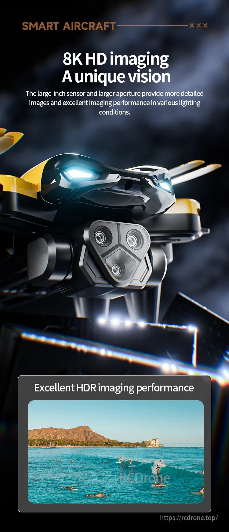 2024 New M5 Drone, Aircraft with 8K HD imaging provides unique vision, detailed images, and superior HDR in diverse lighting.