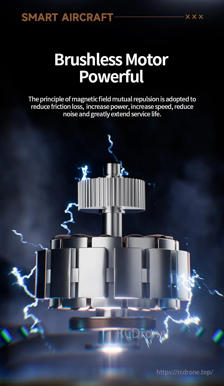 2024 New M5 Drone, Brushless motor in smart aircraft uses magnetic repulsion to reduce friction, increase power and speed, cut noise, and extend lifespan.