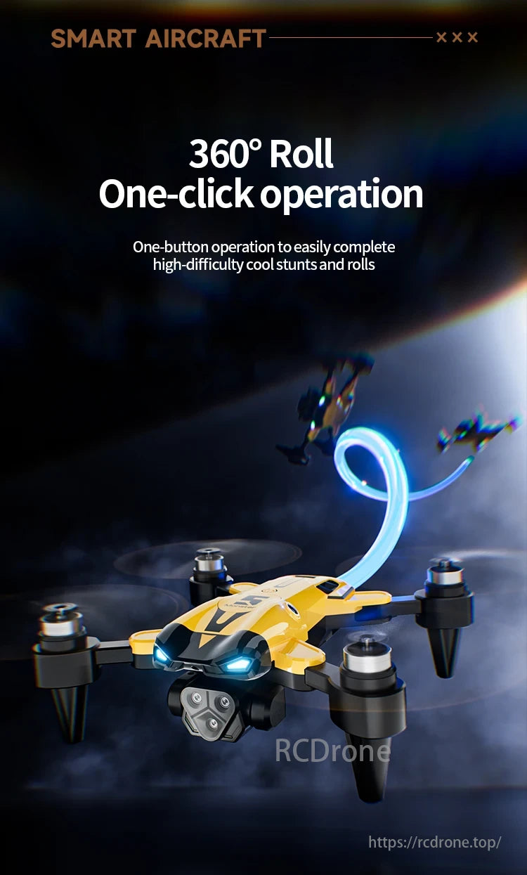 2024 New M5 Drone, Smart aircraft provides easy one-click 360° rolls for impressive, high-difficulty stunts.