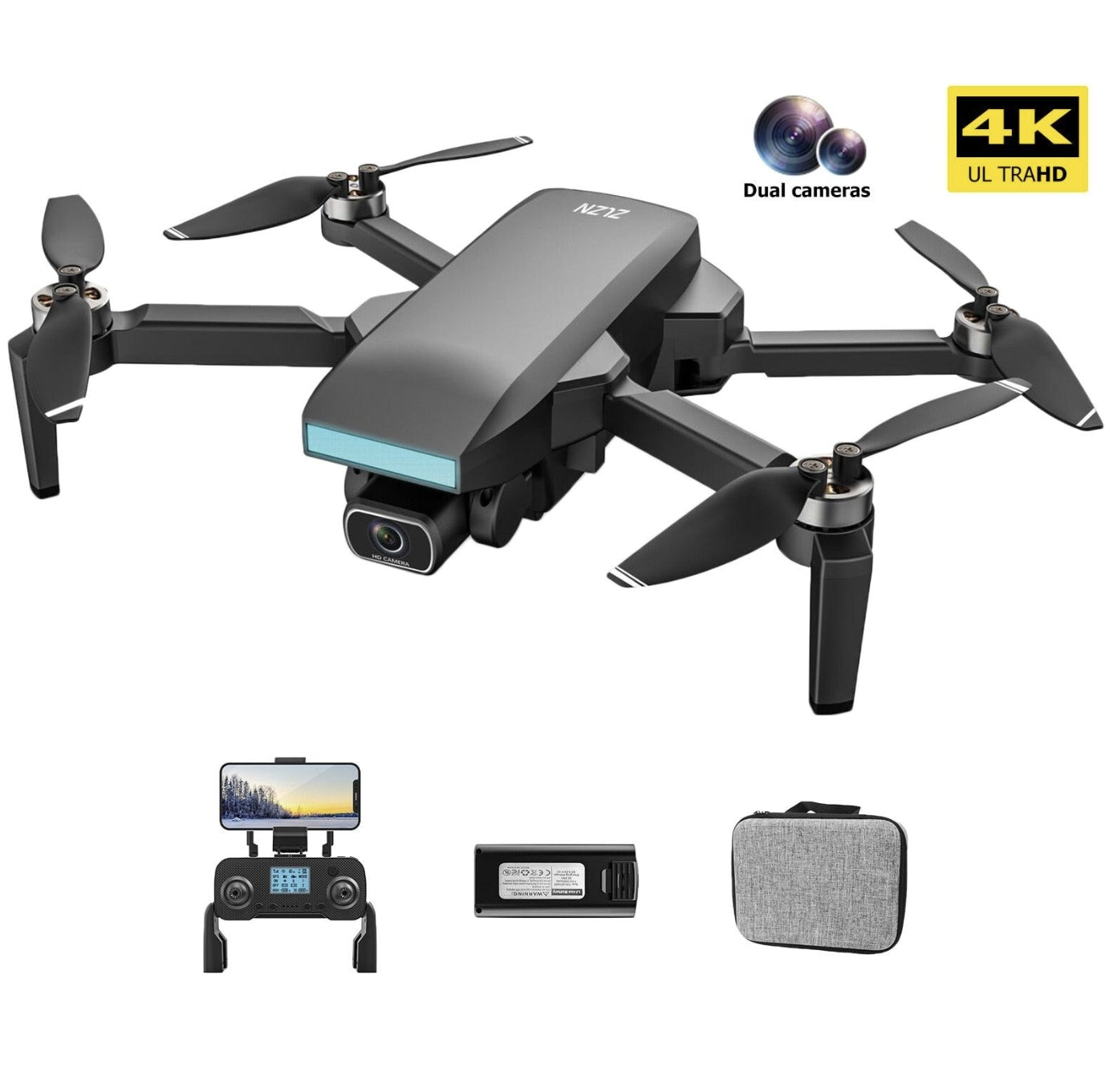 ZLL SG107 Pro Drone - GPS 4K HD Dual Camera FPV Brushless Motor RC Quadcopters 1200m Remote Control Distance for Boys Adults
