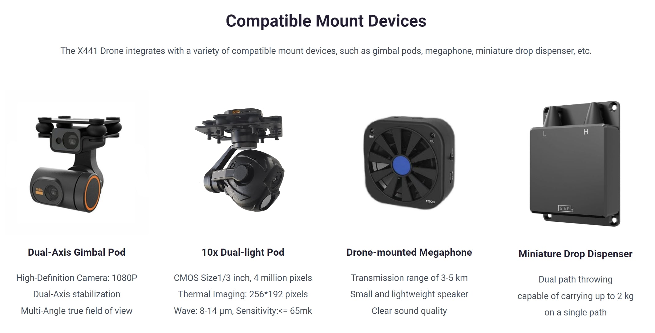 X441 Long Range Drone - 10KM Range 60Minutes Flight Time 2.5KG Payload RTK GPS Position Industrial Drone For Inspection 15 X441 Long Range Drone, the X441 Drone integrates with a variety of compatible mount devices .