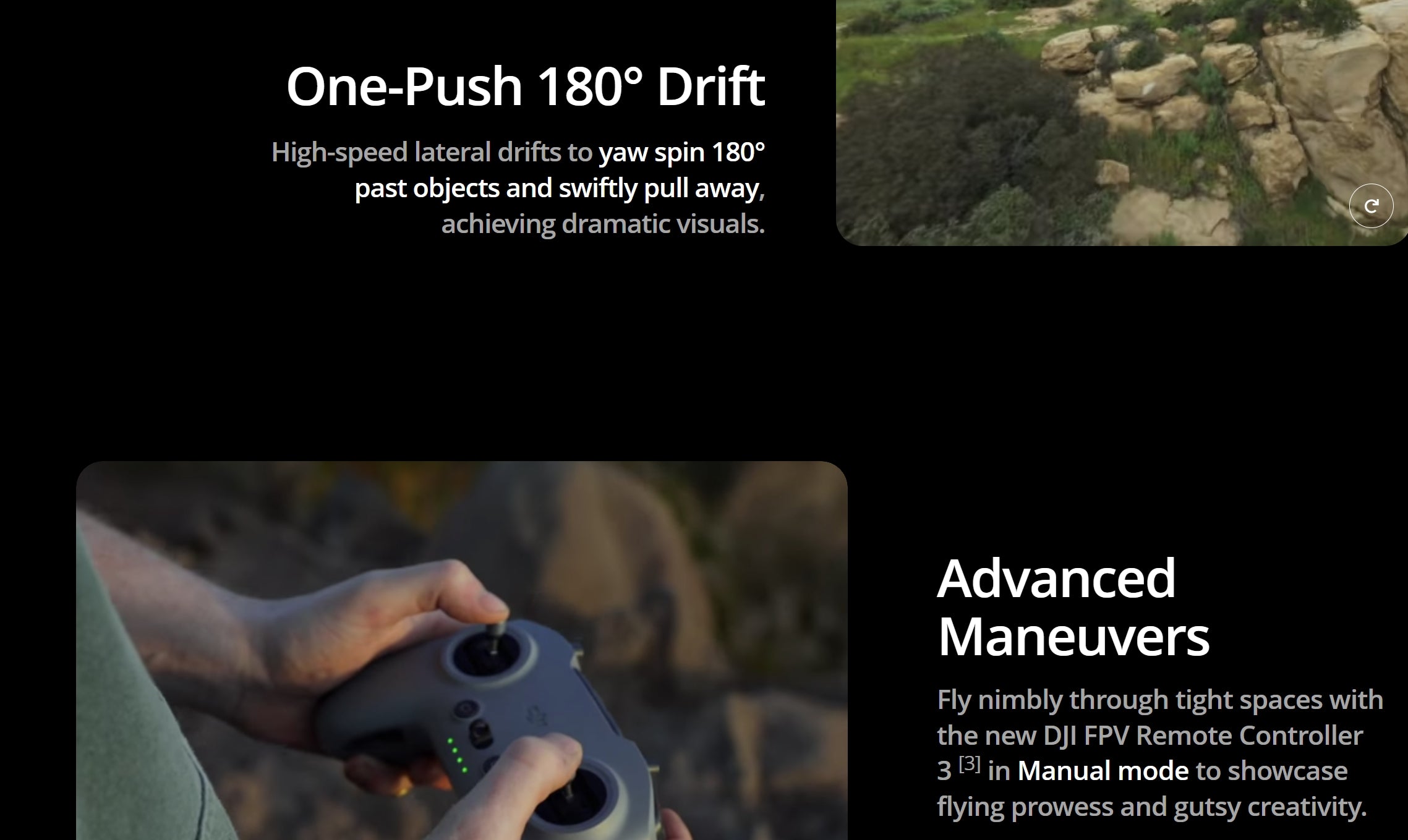 the new DJI FPV Remote Controller 3 features one-push lateral drifts