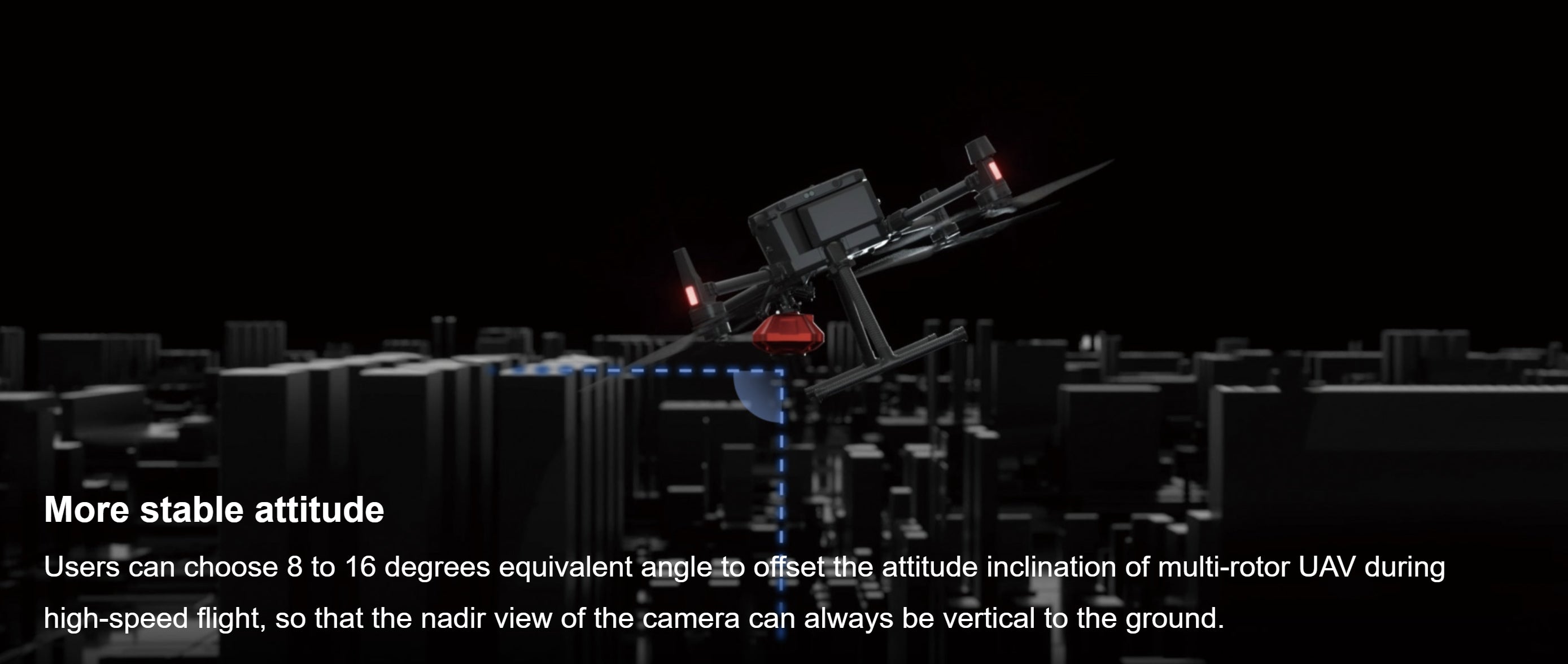 SHARE 102S Pro V2, Adjust camera angle up to 16° to maintain stable footage despite drone movements.