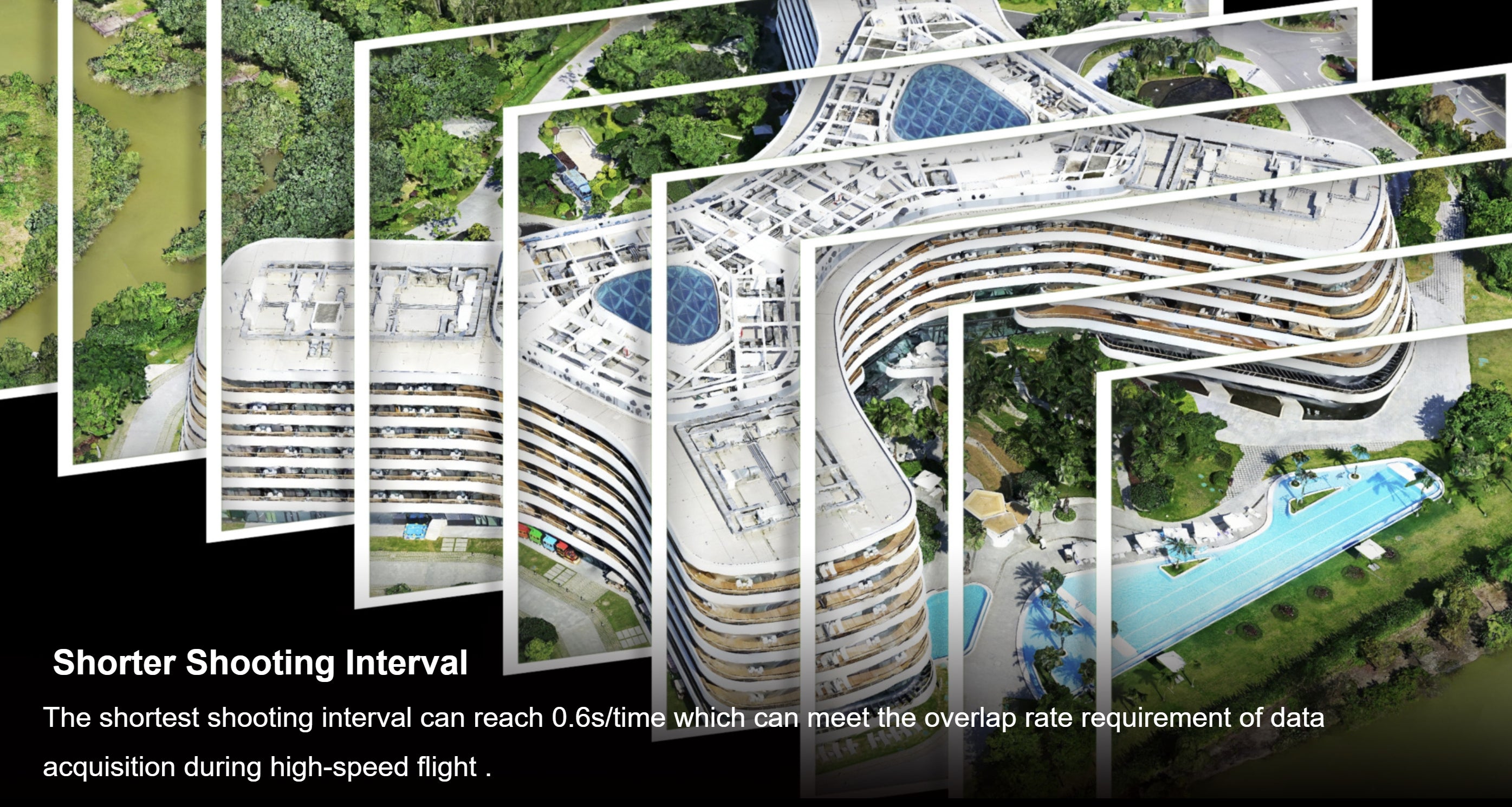 SHARE 102S Pro V2 - 125MP Half-Frame 5-Lens Oblique Aerial Camera For 3D Mapping UAV Drone 10 SHARE 102S Pro V2, Fast frame capture for high-speed flights, capturing frames every 0.6 seconds.