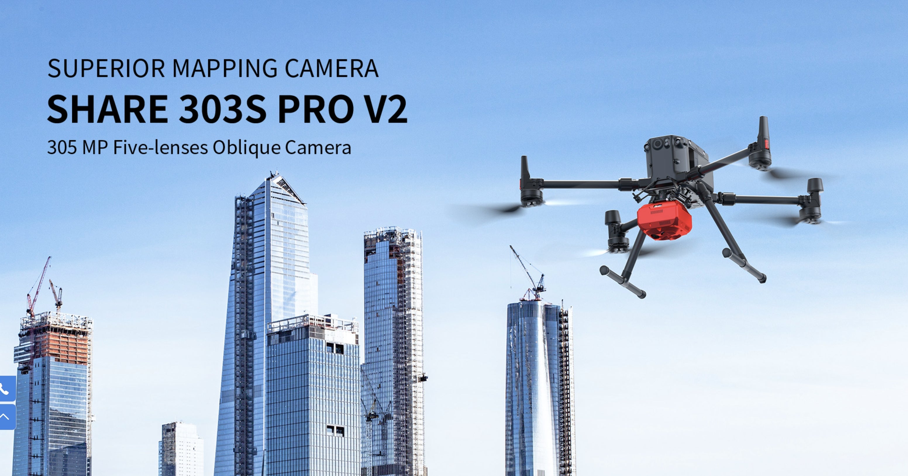 SHARE 303S Pro V2 - 305 MP Full-Frame 5-Lens Oblique Aerial Camera for 3D Mapping UAV Drone 6 SHARE 303S Pro V2, High-resolution camera with five lenses for drone-based mapping and aerial imaging.