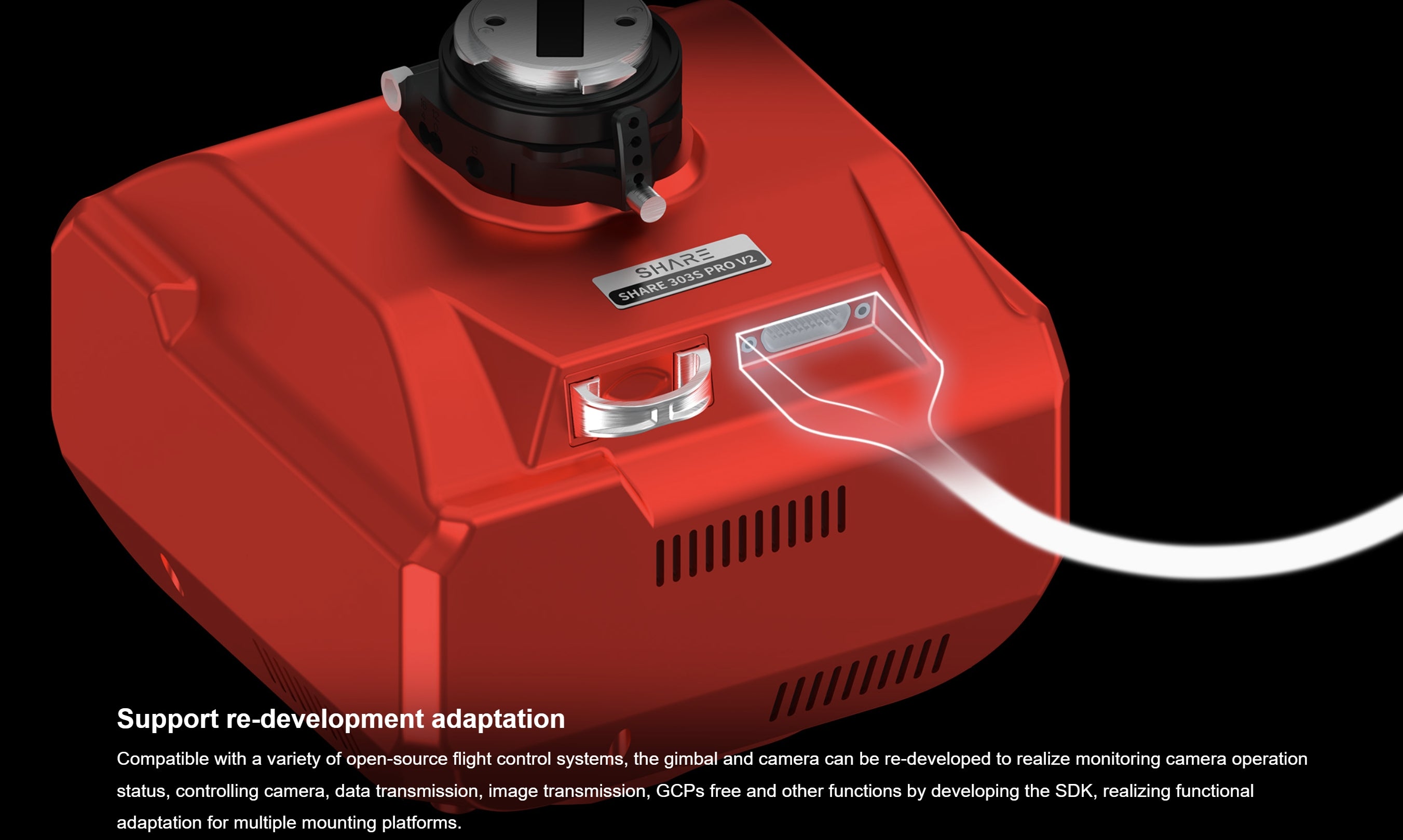 SHARE 303S Pro V2 - 305 MP Full-Frame 5-Lens Oblique Aerial Camera for 3D Mapping UAV Drone 20 SHARE 303S Pro V2, Compatible with various open-source flight systems, offering monitoring capabilities and redevelopability.
