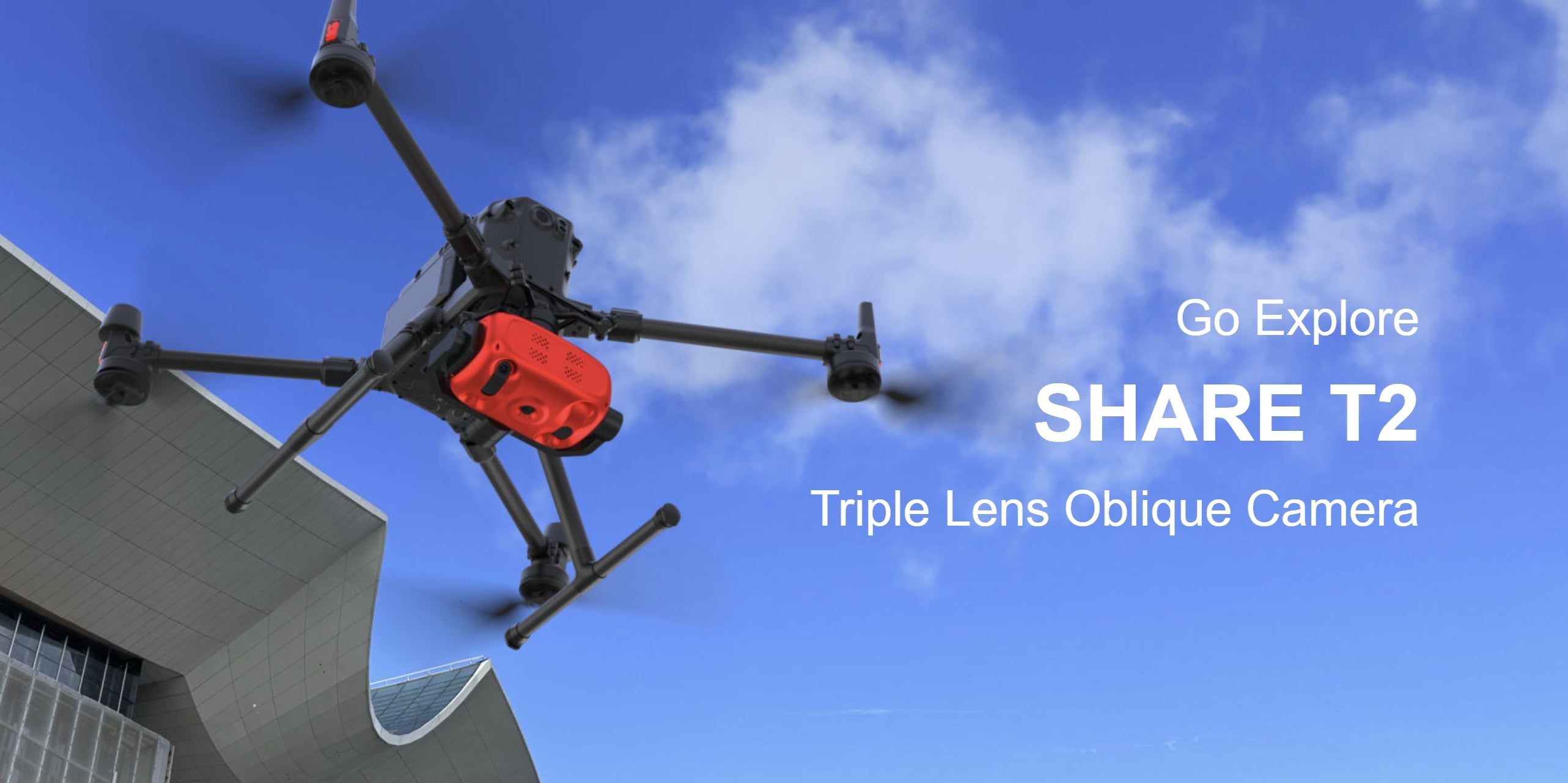 SHARE T2 - 75MP 3-Lens Oblique Aerial Camera for 3D Mapping UAV Drone 2 SHARE T2 - 75MP 3-Lens Oblique Aerial Camera, Capture 3D maps and aerial photos with a triple lens oblique camera for UAV drones.