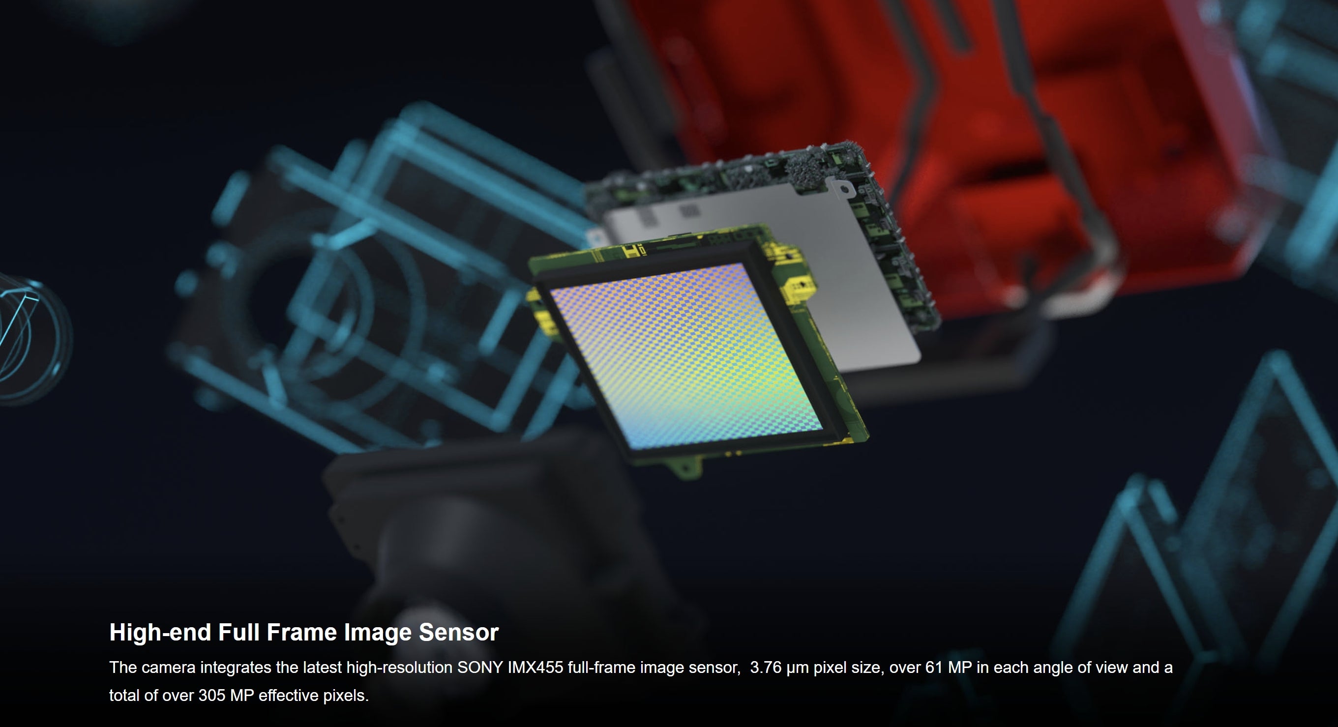 SHARE 304S Pro - 305MP Full-Frame 5-Lens Oblique Aerial Camera for 3D Mapping UAV Drone 8 SHARE 304S Pro, Aerial camera with high-end Sony IMX455 sensor for detailed images.