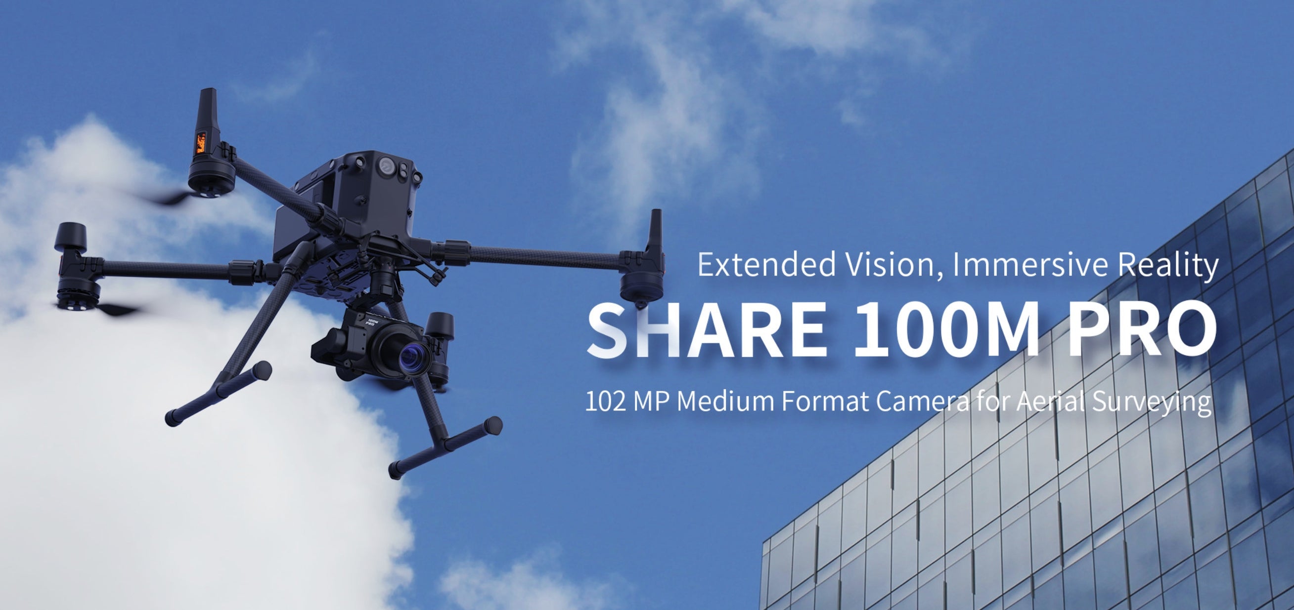 SHARE 100M Pro V2, High-resolution aerial camera for drone-based mapping and surveying with 102MP medium-format sensor.