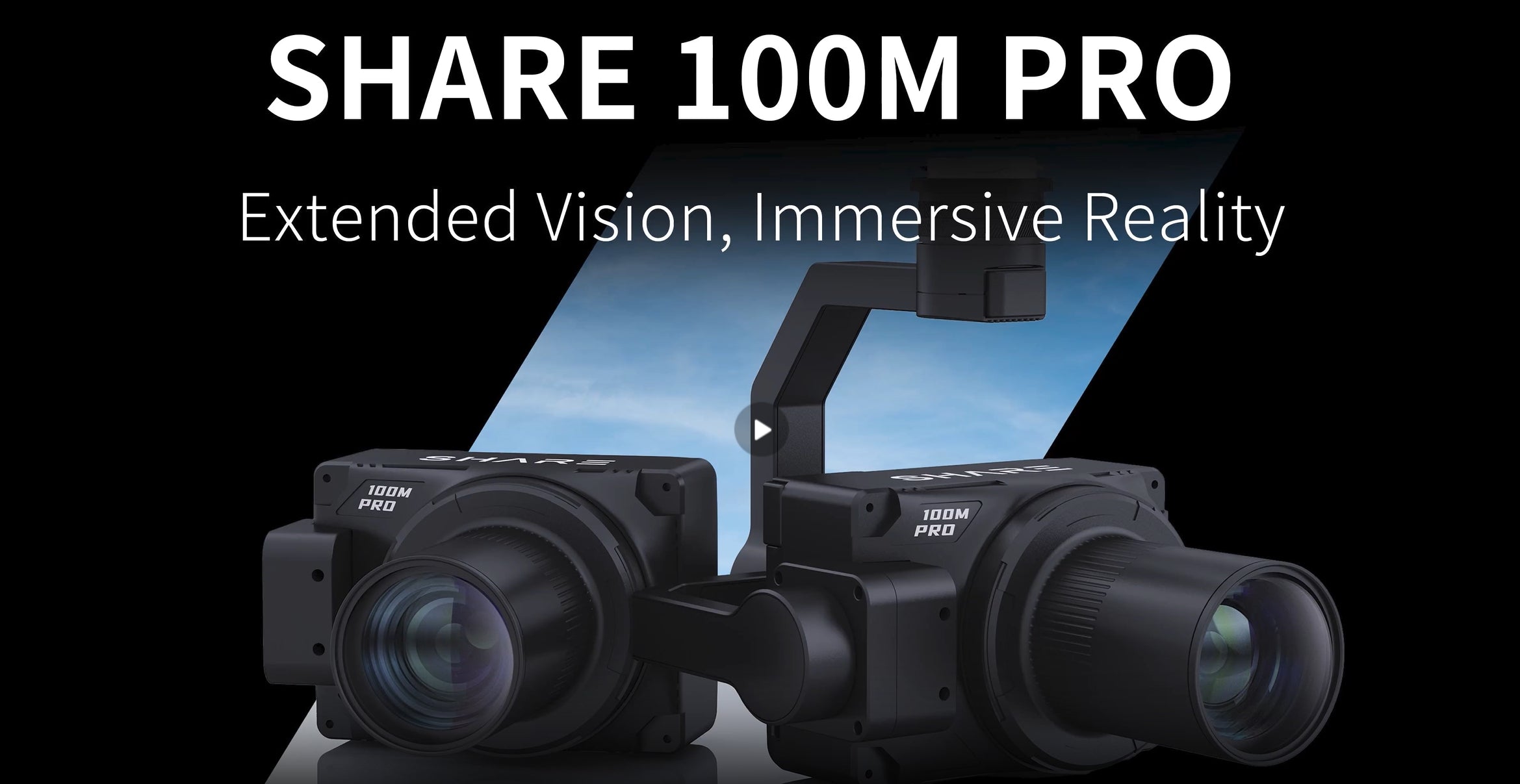 SHARE 100M Pro V2, Immersive reality camera with extended vision for 3D mapping and drone use.