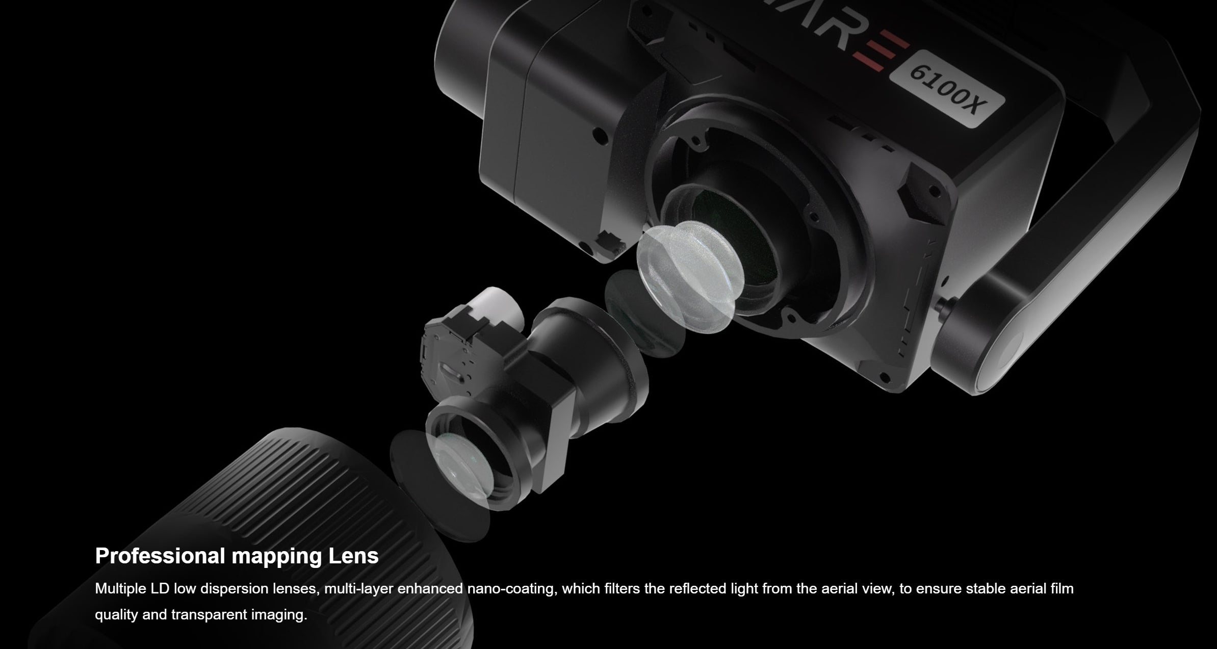 SHARE 6100X, High-quality aerial filming with stable and clear images thanks to advanced lens technology.