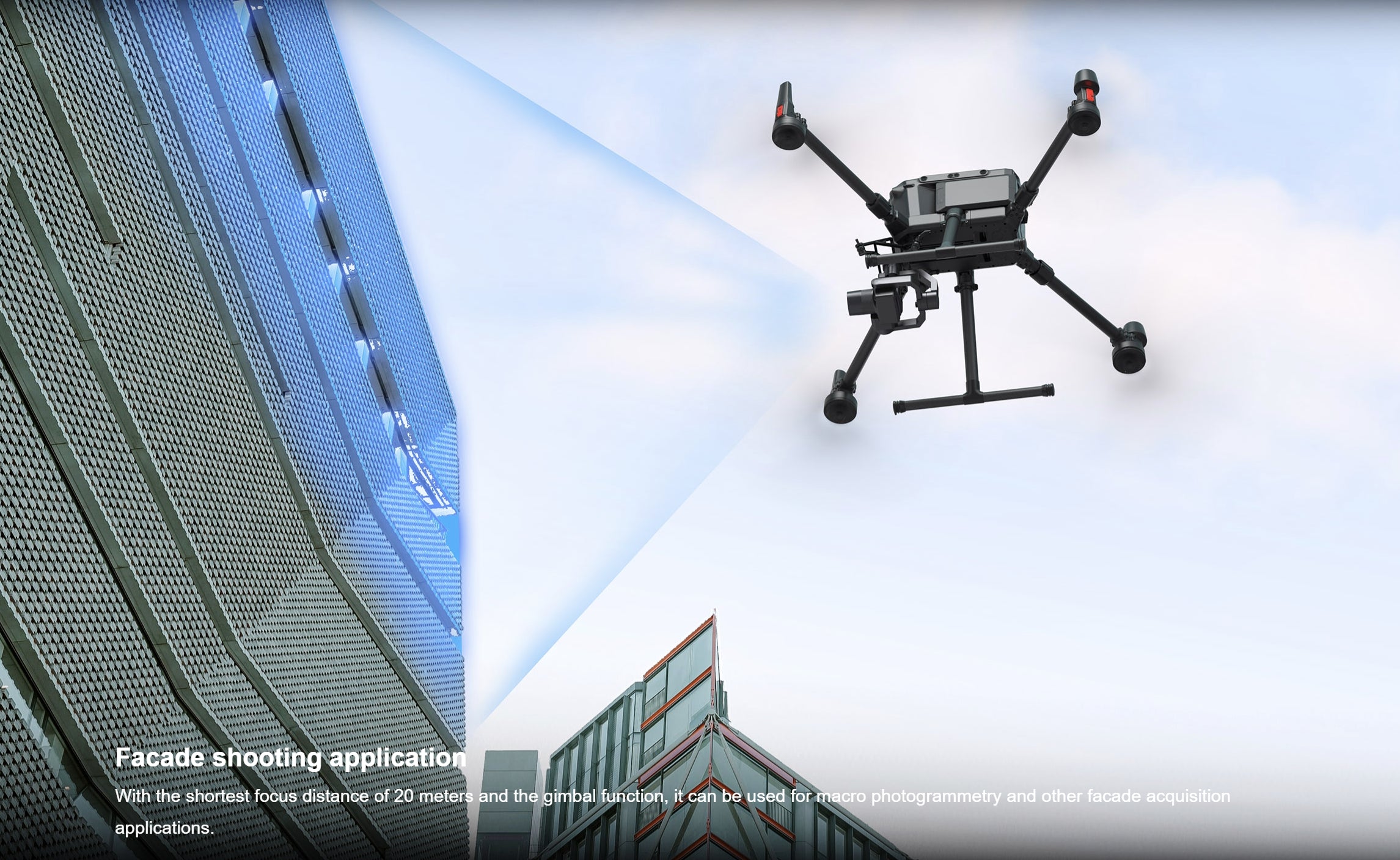 SHARE 6100X - 61MP Full-Frame Single-Lens Aerial Camera GCP-Free Modeling UAV Drone 4 SHARE 6100X, Camera ideal for façade shooting with short focus distance and gimbal function for photogrammetry and façade acquisition.