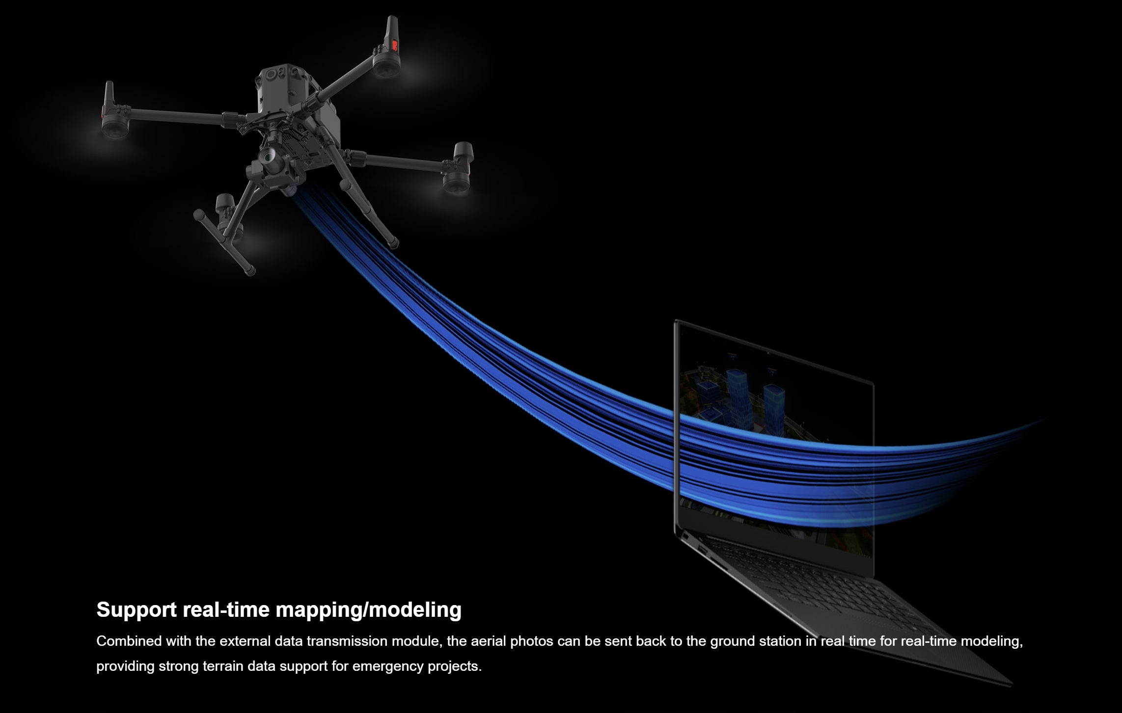 SHARE 6100X, Real-time aerial photography and data transmission enables instant processing and modeling for emergency response.