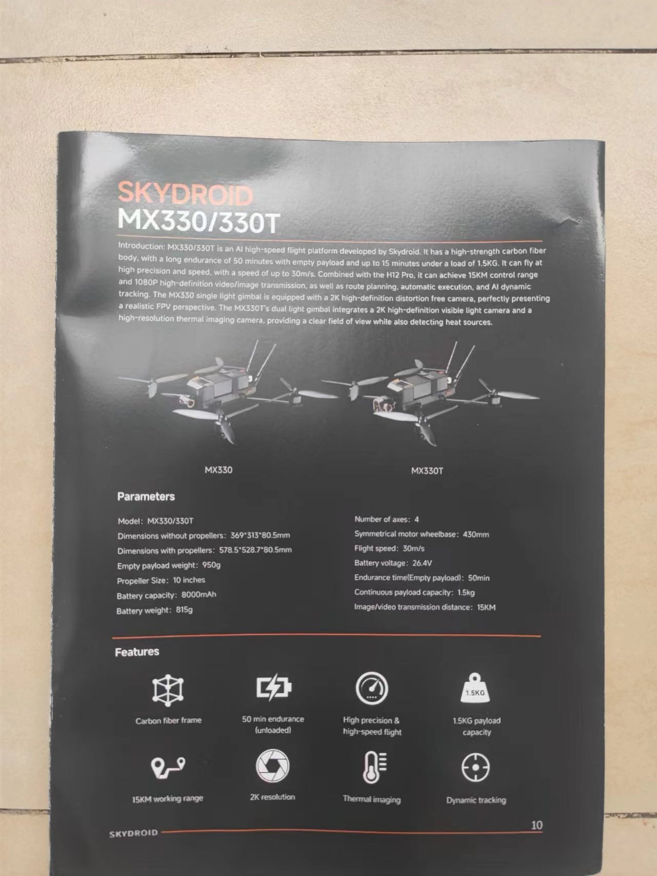 Skydroid MX330 / MX330T Drone - 50-Min Endurance, 15KM Range, 2K & Thermal Imaging Advanced AI High-Speed Drones