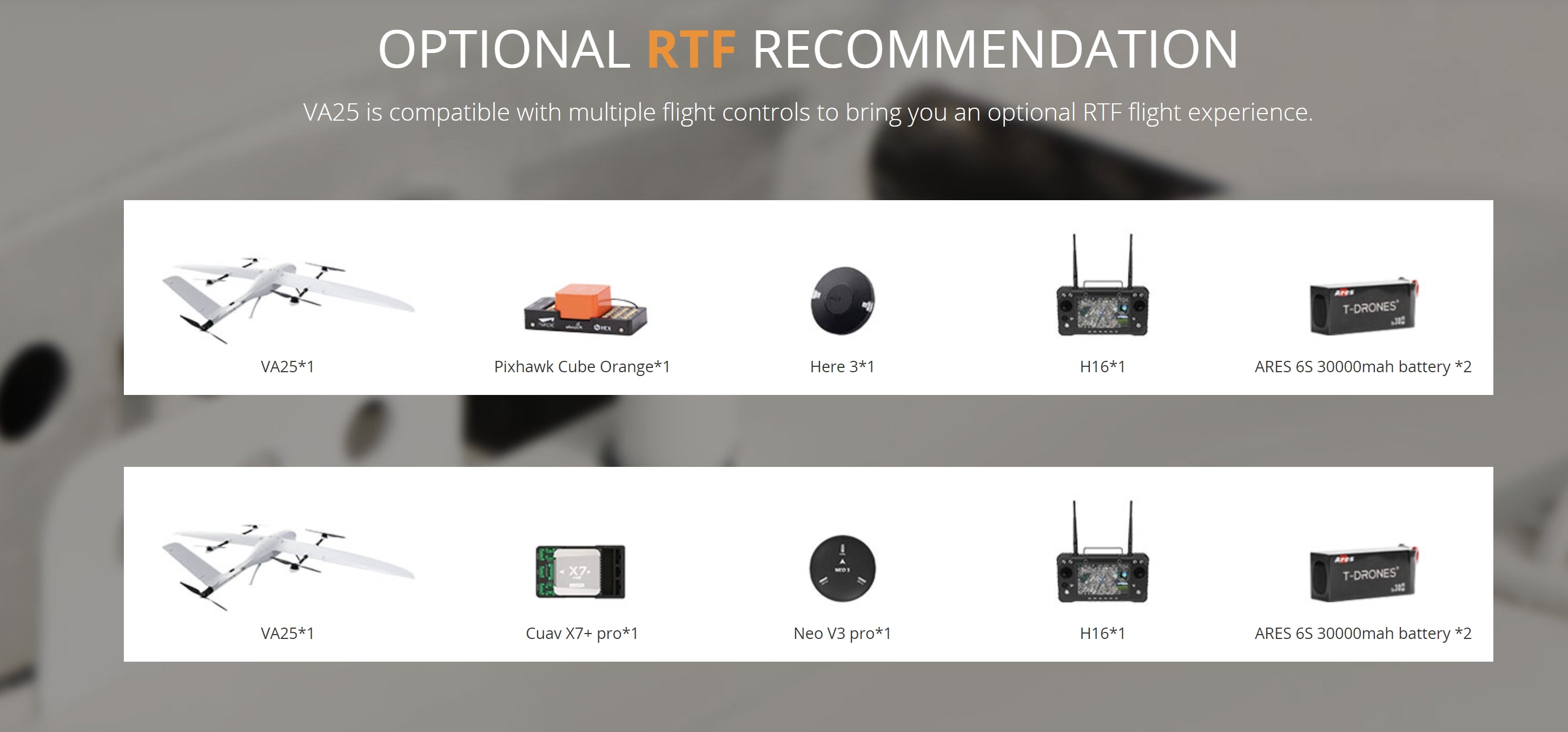 T-Drone VA25 VTOL Drone, The T-Drone VA25 product is compatible with multiple flight controls, offering an optional RTF experience.