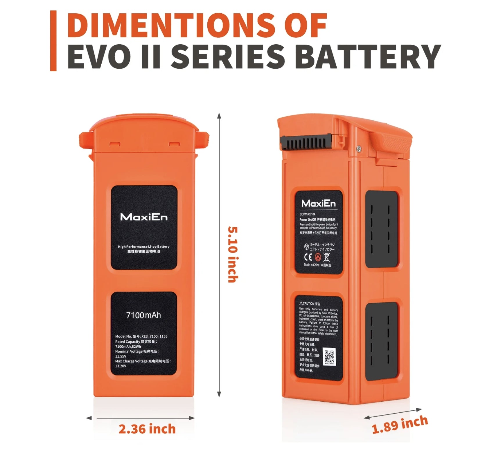 Autel EVO II Drone Battery, The Autel EVO II series battery is a high-performance lithium-polymer battery with 7100mAh capacity, excellent power density, and reliability.