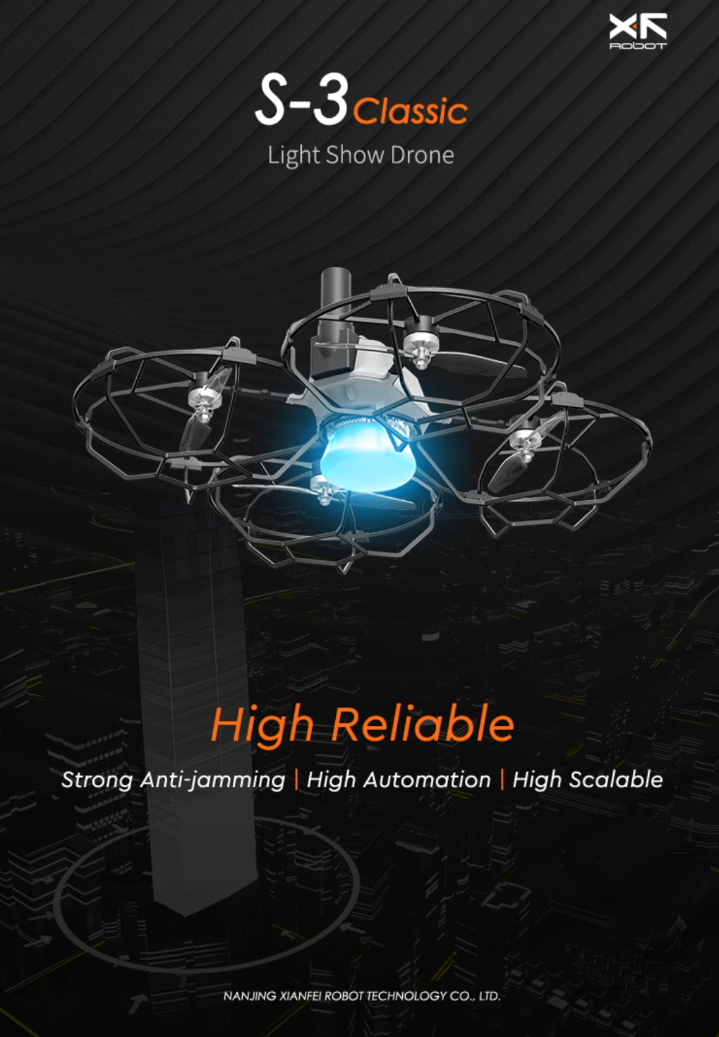 XF S-3Classic Light Show Drone, High-reliability anti-jamming drone with automation and scalability by Nanjing Xianfei Robot Technology Co.