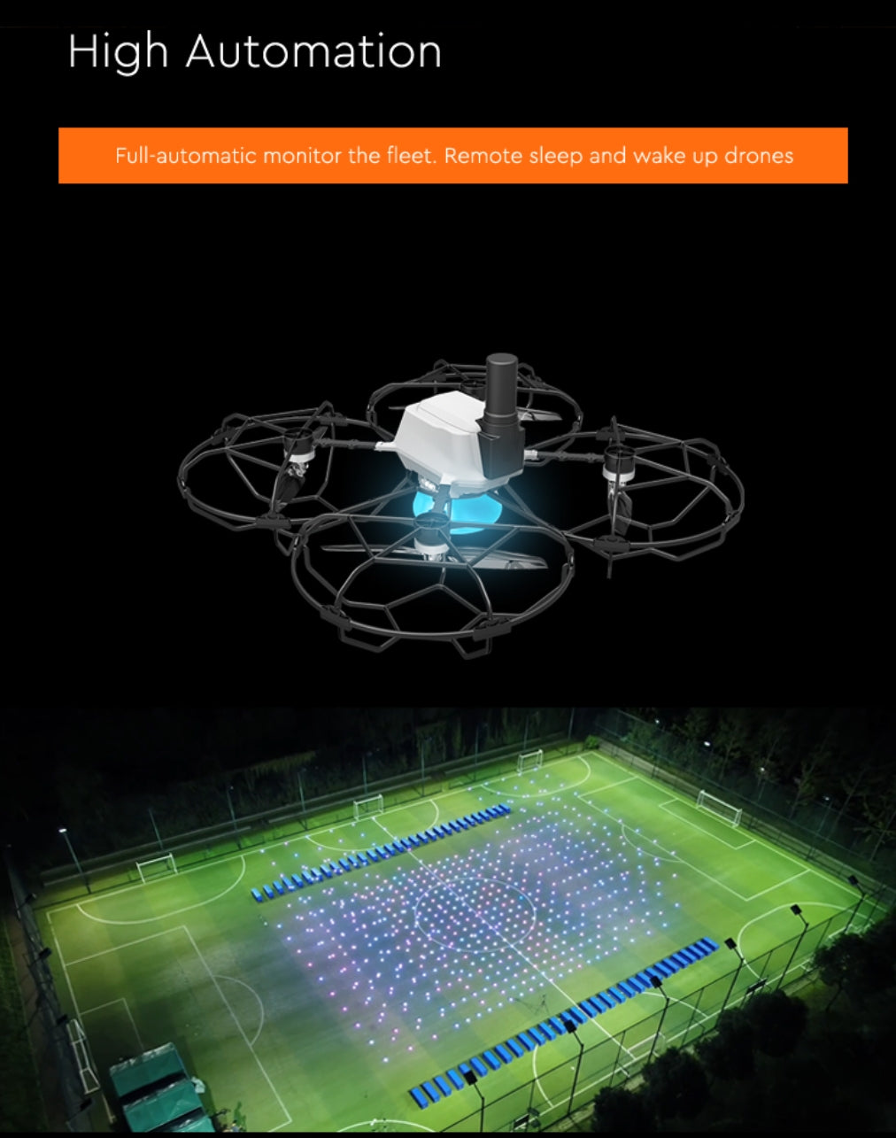 XF S-3Classic Light Show Drone, XF S-3 Classic Light Show Drone Swarm enables remote control and automation for fleet monitoring, including putting drones to sleep or waking them up.