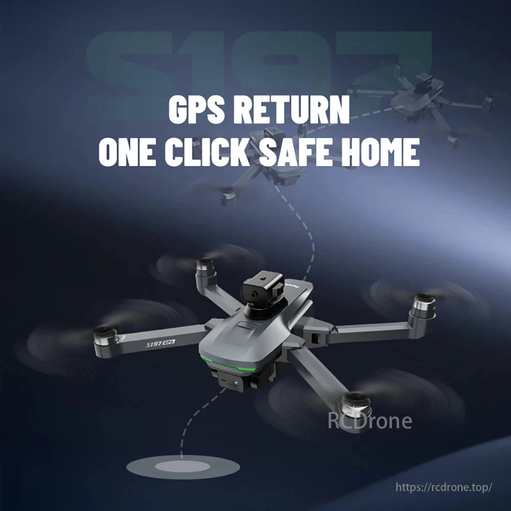 2025 New S197 Drone, Drones with GPS return feature enable one-click safe return to the starting point, ensuring reliable navigation.