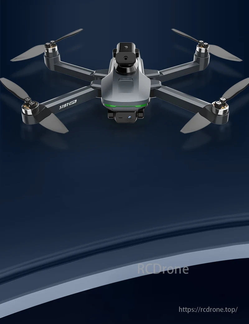 2025 New S197 Drone, Aircraft search function: clicking GPS icon thrice opens map interface, displaying last distance, lat/long.