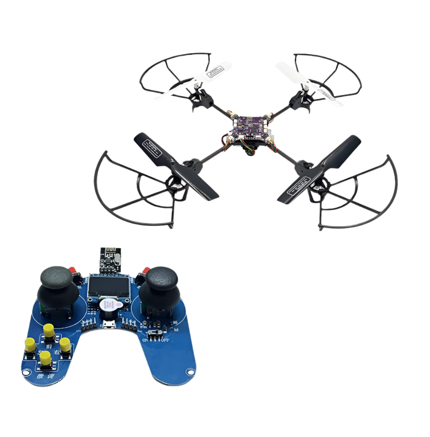 STM32 Open Source Quadcopter DIY Kit, This quadcopter features an STM32F103C8T6 microcontroller, MPU6050 gyroscope, and NRF24L01 wireless module for smooth and stable flight.